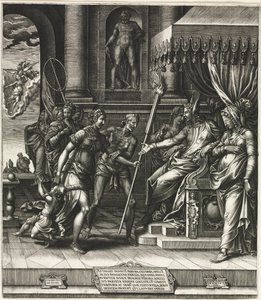 Kalumnia Apelles, 1560. autorstwa Giorgio Ghisi