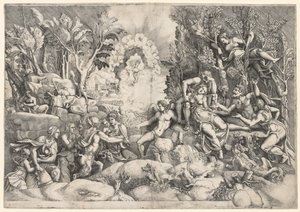 Śmierć Procrisa, c. 1540. autorstwa Giorgio Ghisi