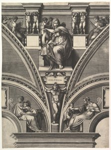 Sybilla delficka z serii Proroków i Sybilli w Kaplicy Sykstyńskiej, 1570-75. autorstwa Giorgio Ghisi