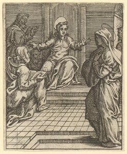 Dziewica Bolesna: Chrystus spiera się z lekarzami, jedna z dziewięciu okolicznych firm, do 1575 r. autorstwa Giorgio Ghisi