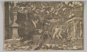 Wizja Ezechiela z 1554 r. ponownie opublikowana w 1595 r. autorstwa Giorgio Ghisi
