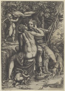 Wenus i Adonis autorstwa Giorgio Ghisi