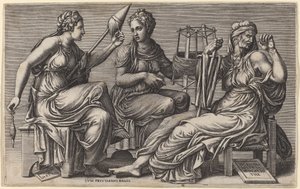 Trzy losy autorstwa Giorgio Ghisi after Giulio Romano