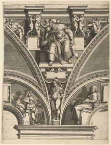 Prorok Ezechiel autorstwa Giorgio Ghisi after Michelangelo