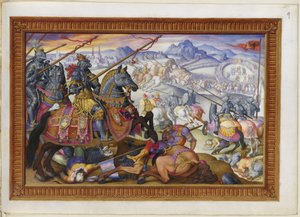 Dodaj MS 33733 f.9 Suleiman i jego armia wyparta z oblężenia Wiednia autorstwa Giorgio Giulio (attr. to) Clovio