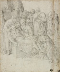 Opłakiwanie, 1540-68 autorstwa Giorgio Giulio Clovio