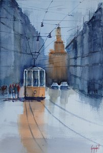 Odbicia tramwaju w Bolonii autorstwa Giorgio Gosti