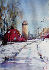 Red Barn Winter autorstwa Giorgio Gosti