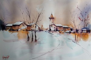 Kościół w Snowy Village autorstwa Giorgio Gosti