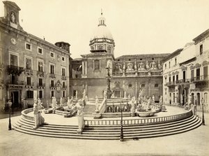 Fontanna Pretoria, Palermo, Włochy, fot. Giorgio Sommer autorstwa Giorgio Sommer