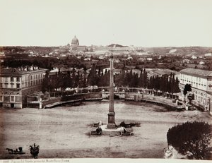 Widok na Piazza del Popolo z Pincio (lub wzgórza Pinciano), Rzym autorstwa Giorgio Sommer