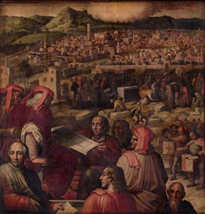 Arnolfo di Cambio przedstawia plan powiększenia Florencji, 1563-1565 autorstwa Giorgio Vasari