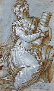 Concordia (długopis, czarny tusz i szary ołówek na papierze) autorstwa Giorgio Vasari