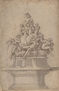 Projekt fontanny z rzecznymi bogami i nimfami, 1511-74. autorstwa Giorgio Vasari