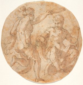 Florentia wieńcząca Cosimo I intronizowanego na chmurach autorstwa Giorgio Vasari