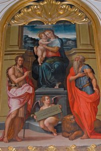Madonna z Dzieciątkiem między St John Baptist and St Jerome, obraz Giorgio Vasari, kościół w klasztorze Camaldoli, Camaldoli, Toskania, Włochy autorstwa Giorgio Vasari
