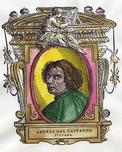 Portret malarza Andrei Del Castagno (ok. 1410-1457). Zbiór biografii malarzy i rzeźbiarzy autorstwa Giorgio Vasari. autorstwa Giorgio Vasari