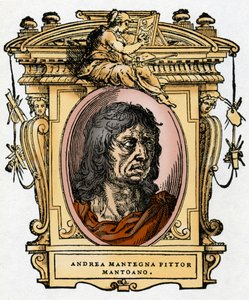 Portret malarza Andrei Mantegny (1431-1506) Ksylografia z „Życia malarzy” Giorgio Vasariego. autorstwa Giorgio Vasari