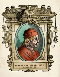 Portret malarza Sandro Botticellego (1445-1510) (Alessandro di Mariano di Vanni Filipepi) Rycina z „Vite najwybitniejszych rzeźbiarzy i architektów” Giorgio Vasariego autorstwa Giorgio Vasari