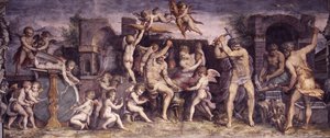 Kuźnia Wulkana, 1556-1557 autorstwa Giorgio Vasari