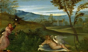 Leda i łabędź - Obraz Giorgio da Castelfranco dit Giorgione (1477-1510), olej na płótnie, ok. 1500