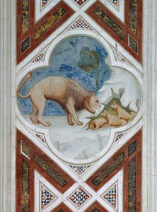 Malowana płytka, symbol zmartwychwstania Jezusa Chrystusa, fragment fresków, autorstwa Giotto autorstwa Giotto (c.1266 1337)