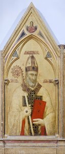 Św. Mikołaj z Bari, fragment z Poliptyk Badia, ok. 1300, Giotto (1267-1337), tempera na desce, 91x334 cm autorstwa Giotto (c.1266 1337)