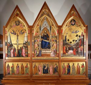 Tryptyk Stefaneschi, front, ok. 1320, autorstwa Giotto (1267-1337), tempera na desce, centralny panel 178x89 cm autorstwa Giotto (c.1266 1337)