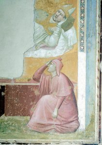 Objawienie się św. Franciszka biskupowi Guido z Asyżu, autor Giotto (1267-1337), fresk, Detal, Bazylika Santa Croce, Kaplica Bardi, Florencja autorstwa Giotto (c.1266 1337)