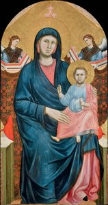Madonna z Dzieciątkiem na tronie z dwoma aniołami – Giotto di Bondone (1266-1377). Tempera na desce, ok. 1288, Muzeum Diecezjalne Santo Stefano we Florencji autorstwa Giotto (c.1266 1337)