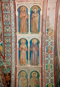 Reprezentacja świętych Franciszka z Asyżu, św. Klary, św. Benedykta i św. Antoniego z Padwy (fresk autorstwa Giotto (c.1266 1337)