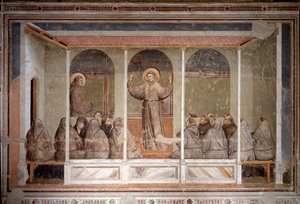 Św. Franciszek pojawia się na kapitule w Arles podczas predykacji św. Antoniego z Padwy (Fresco autorstwa Giotto (c.1266 1337)