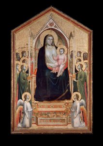 Dziewica w majestacie, otoczona świętymi (tempera na drewnie, ok. 1310) autorstwa Giotto (c.1266 1337)