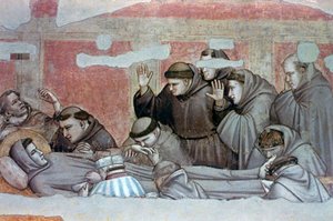 Śmierć św. Franciszka i inspekcja stygmatów, ok. 1320 autorstwa Giotto di Bondone
