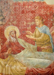 Izaak odrzuca Ezawa, detal przedstawiający Izaaka i Ezawa, ok. 1288 (detal z 350996) autorstwa Giotto di Bondone