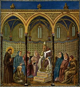 Święty Franciszek z Asyżu przemawia do papieża Honoriusza III autorstwa Giotto di Bondone
