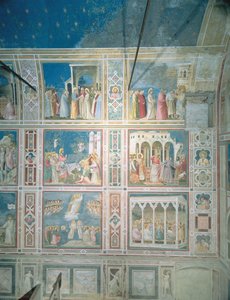 Widok na freski na lewej ścianie, c.1303-05 (po renowacji) autorstwa Giotto di Bondone
