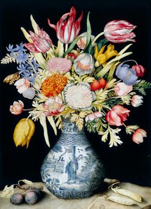 Chiński wazon porcelanowy z kwiatami (akwarela) autorstwa Giovanna Garzoni