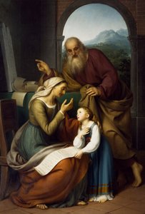 Edukacja Dziewicy, Giovanni Carnovali (1804-1873), olej na płótnie, 205x140 cm. Kościół parafialny św. Bartłomieja, Almenno. Włochy