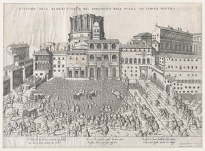 Lustro Wspaniałości Rzymskiej: Błogosławieństwo Papieskie, koniec XVI w., koniec XVI wieku. autorstwa Giovanni Ambrogio Brambilla