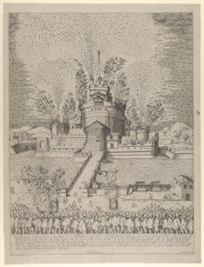 Pokaz sztucznych ogni „Girandola” w Zamku Świętego Anioła w Rzymie, nocna s..., 1579.