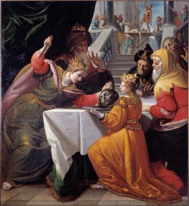 Salome z głową św. Jana Chrzciciela na srebrnym talerzu Obraz Giovanniego Andrea Ansaldo (1584-1638) 1630 w przybliżeniu Genes, Musei di Strada Nuova (ex Palazzo Bianco)