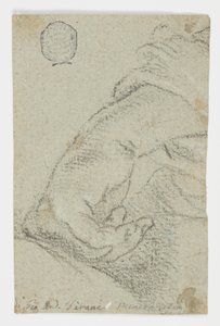 Rysunek, Studium: Lewa ręka w pozycji pochylonej, ok. 1650 r. autorstwa Giovanni Andrea Sirani