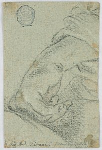 Rysunek, Studium: Lewa ręka w pozycji pochylonej, ok. 1650 r. autorstwa Giovanni Andrea Sirani