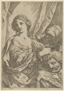 Judyta chwyta głowę Holofernesa za włosy i patrząc w lewo, stara wo..., 1600-1640.