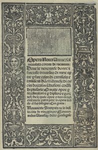 Opera Nova Universali zatytułowana Corona di racammi, strona tytułowa recto, [1530].