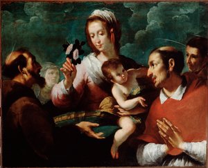 Virgin and Child with Charles Borromee (Dziewica i dziecko ze św Carlo Borromeo) Obraz Giovanniego Andrei de Ferrari (ok. 1598-1669) Genes, Musei di Strada Nuova (ex Palazzo Bianco)