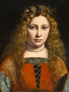 Portret młodej dziewczyny w koronie z kwiatów, ok. 1490