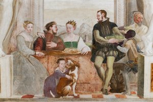 Bankiet, Sala Główna, ok. 1570 (fresk) autorstwa Giovanni Antonio Fasolo
