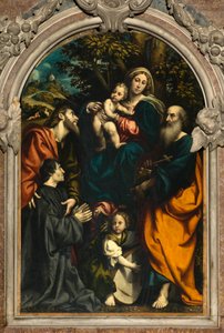 Ołtarz św Katarzyny, Madonny z Dzieciątkiem między świętymi Filipem i Jakubem a darczyńcą Giacomo Schizzi autorstwa Giovanni Antonio Pordenone